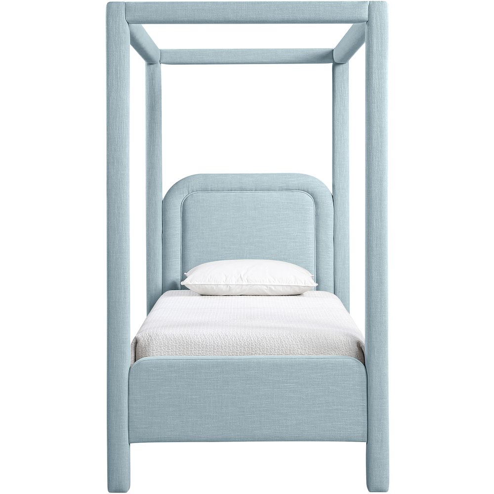 Salina Light Blue Linen Textured Fabric Upholstered Twin Bed. Picture 2