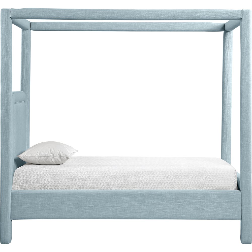 Salina Light Blue Linen Textured Fabric Upholstered Twin Bed. Picture 8