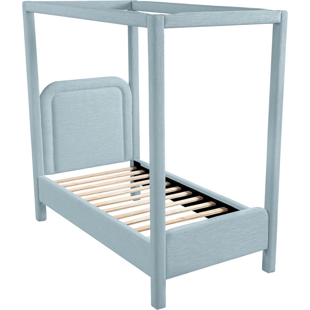 Salina Light Blue Linen Textured Fabric Upholstered Twin Bed. Picture 4