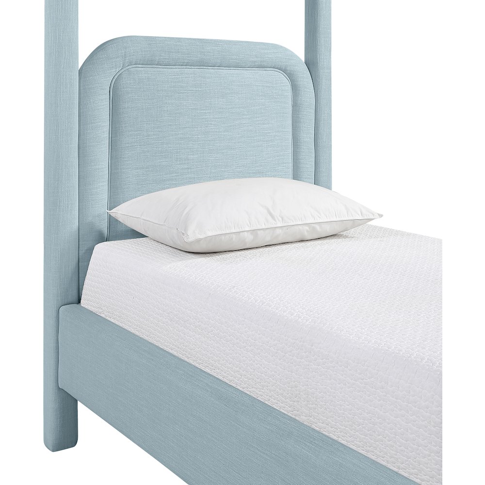 Salina Light Blue Linen Textured Fabric Upholstered Twin Bed. Picture 5