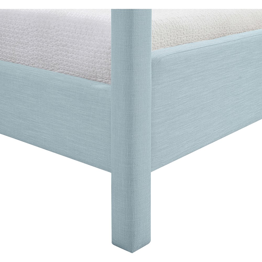 Salina Light Blue Linen Textured Fabric Upholstered Twin Bed. Picture 9