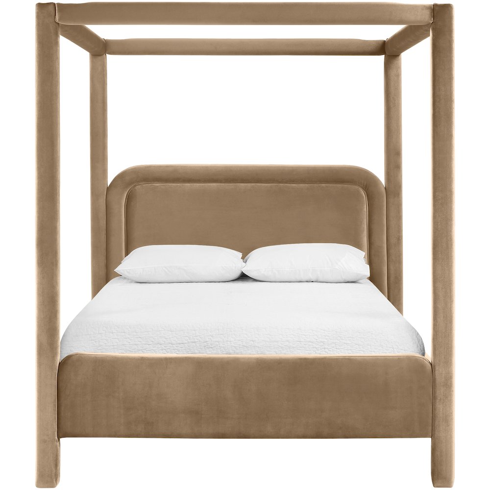 Salina Beige Velvet Upholstered Full Bed. Picture 2