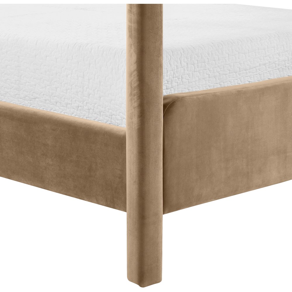 Salina Beige Velvet Upholstered Full Bed. Picture 6