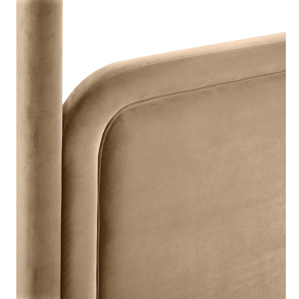 Salina Beige Velvet Upholstered Full Bed. Picture 9