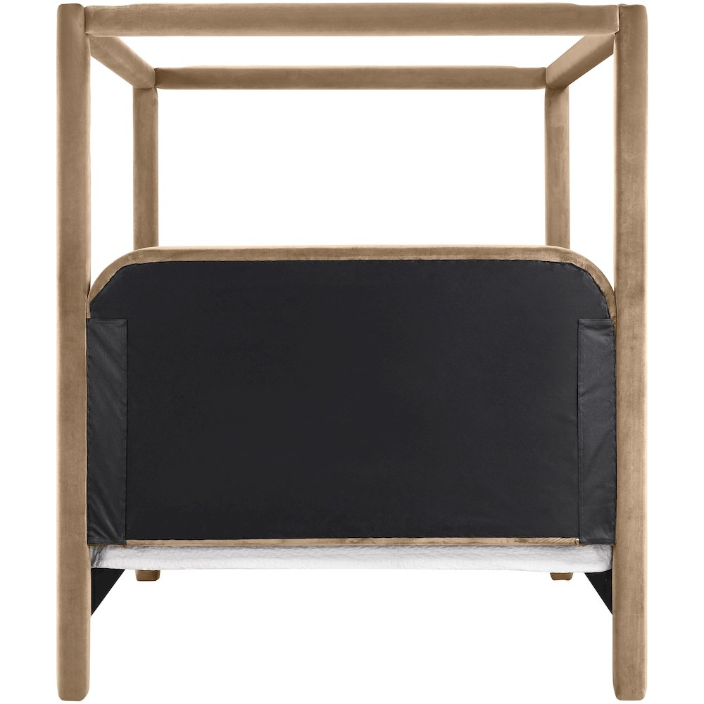 Salina Beige Velvet Upholstered King Bed. Picture 3