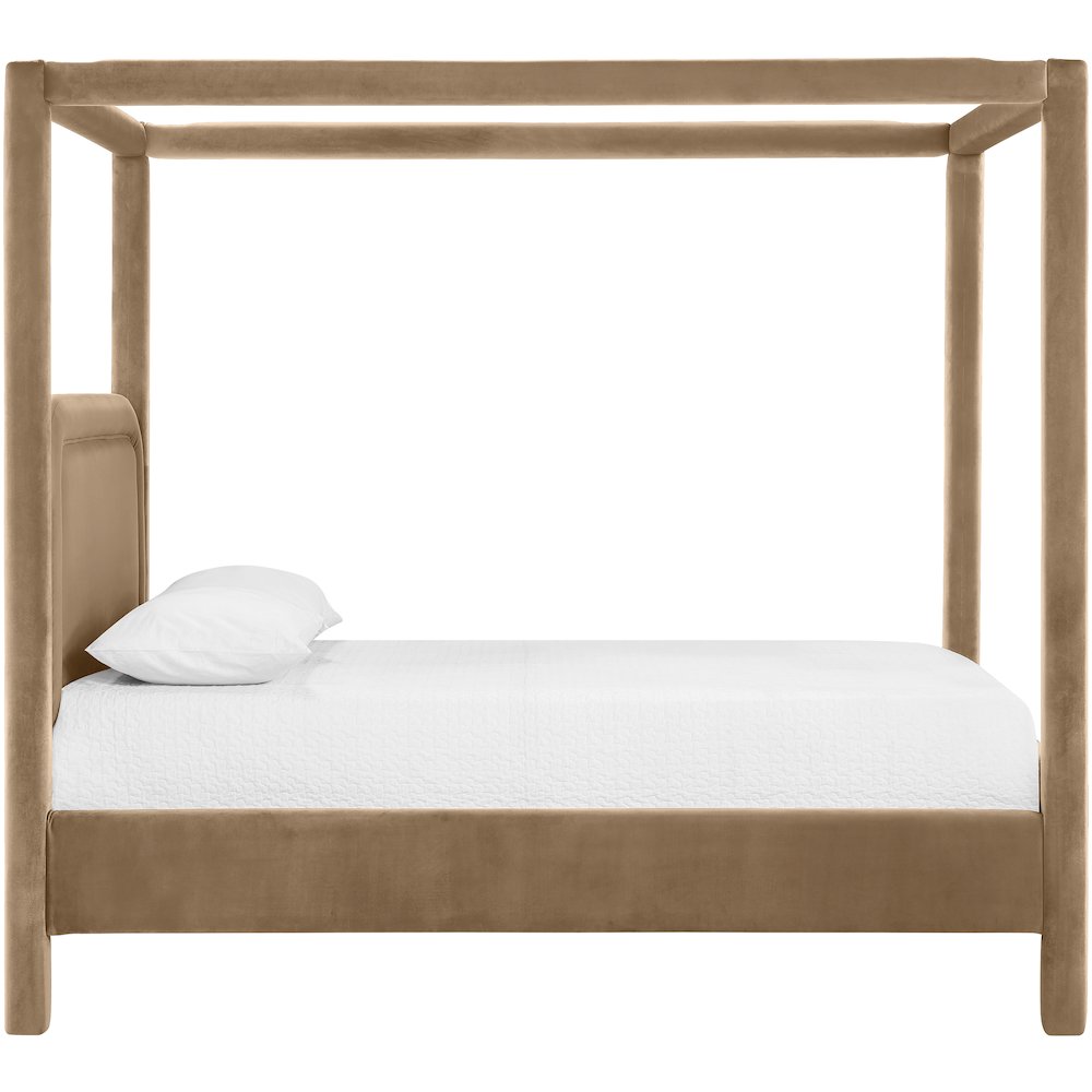 Salina Beige Velvet Upholstered Queen Bed. Picture 8