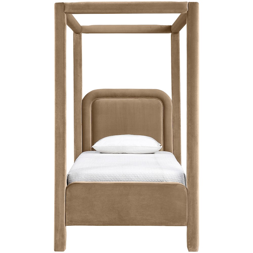 Salina Beige Velvet Upholstered Twin Bed. Picture 2