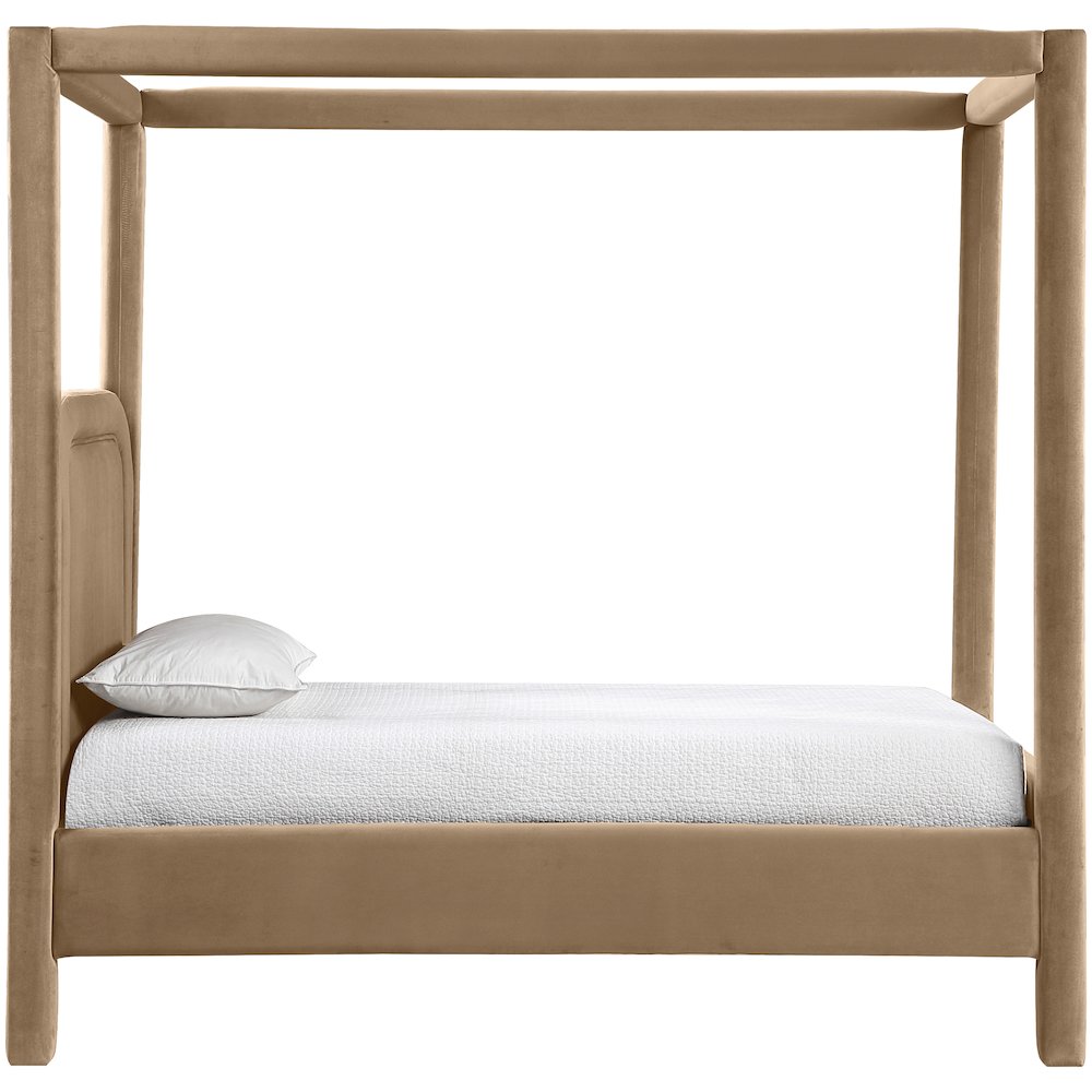 Salina Beige Velvet Upholstered Twin Bed. Picture 8