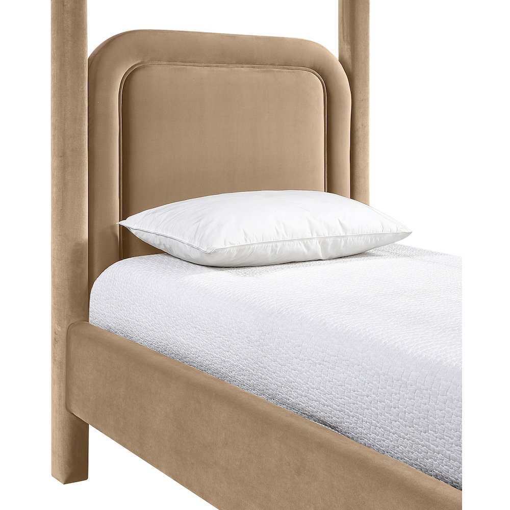 Salina Beige Velvet Upholstered Twin Bed. Picture 5