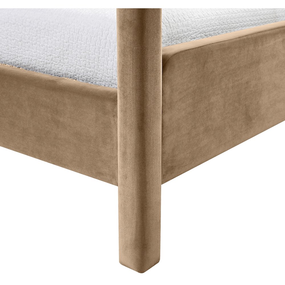 Salina Beige Velvet Upholstered Twin Bed. Picture 6