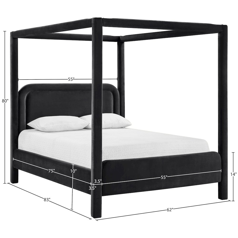 Salina Black Velvet Upholstered Full Bed. Picture 10