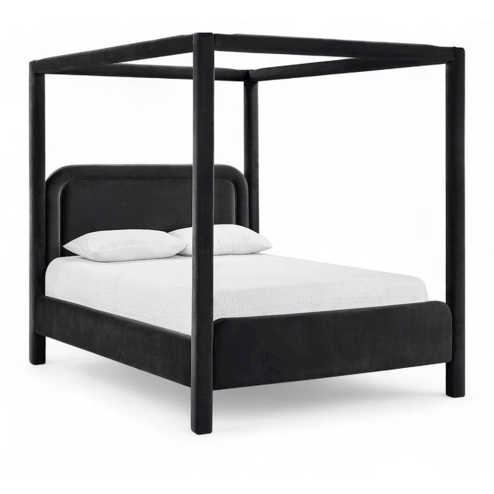 Salina Black Velvet Upholstered King Bed. Picture 1