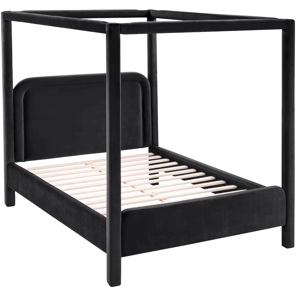 Salina Black Velvet Upholstered King Bed. Picture 4