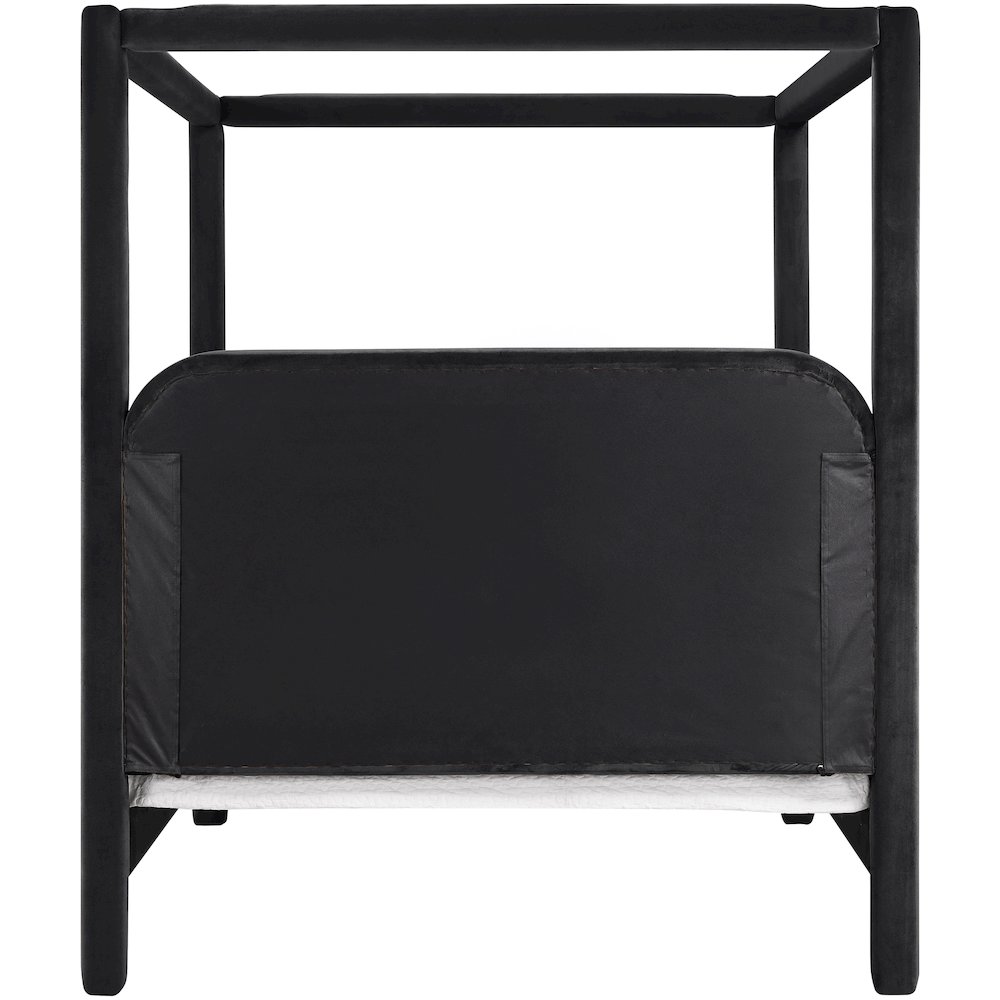 Salina Black Velvet Upholstered Queen Bed. Picture 3