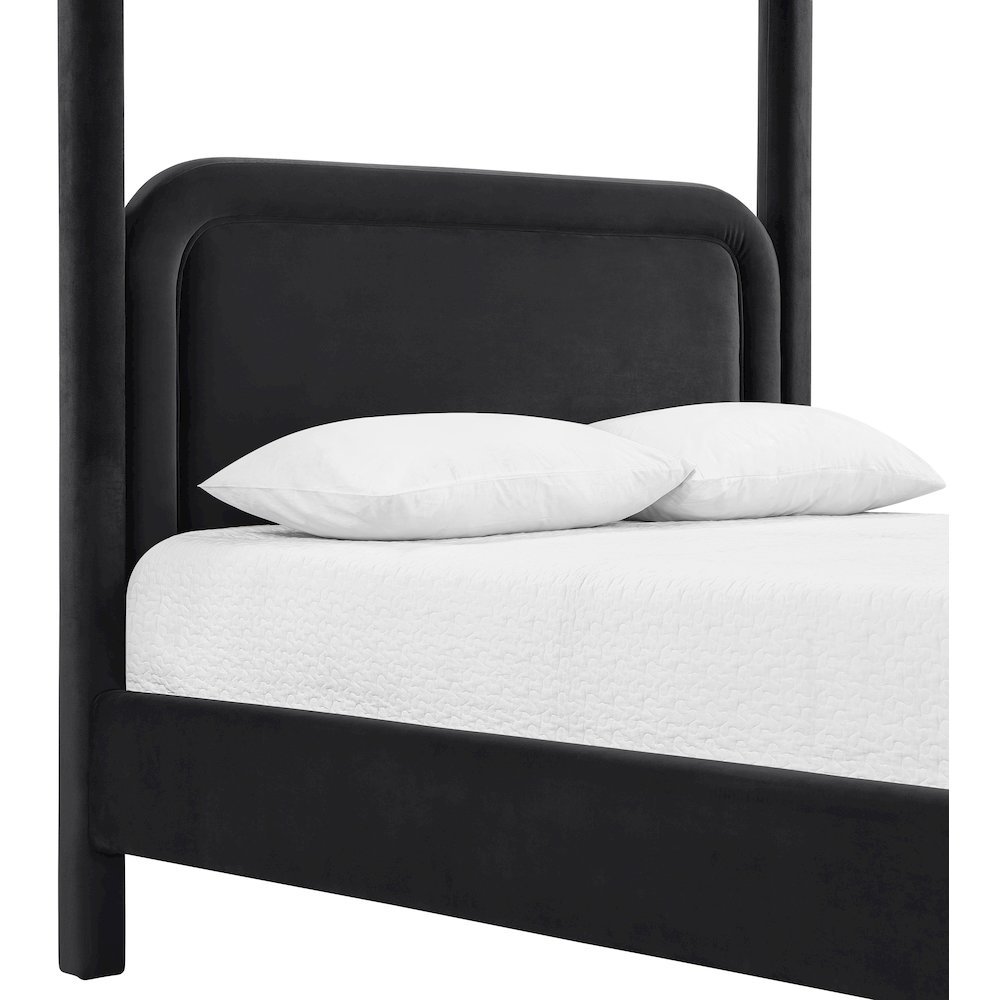 Salina Black Velvet Upholstered Queen Bed. Picture 5