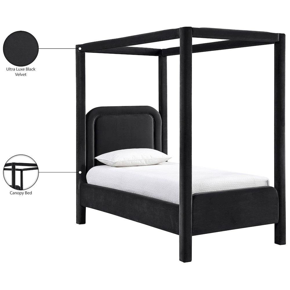 Salina Black Velvet Upholstered Twin Bed. Picture 11