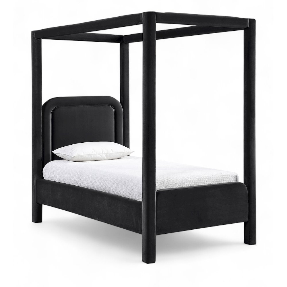 Salina Black Velvet Upholstered Twin Bed. Picture 1