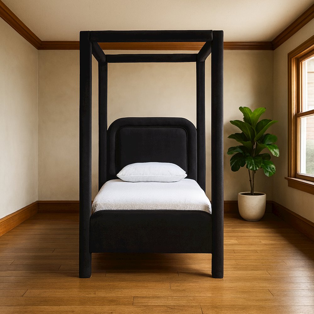 Salina Black Velvet Upholstered Twin Bed. Picture 7