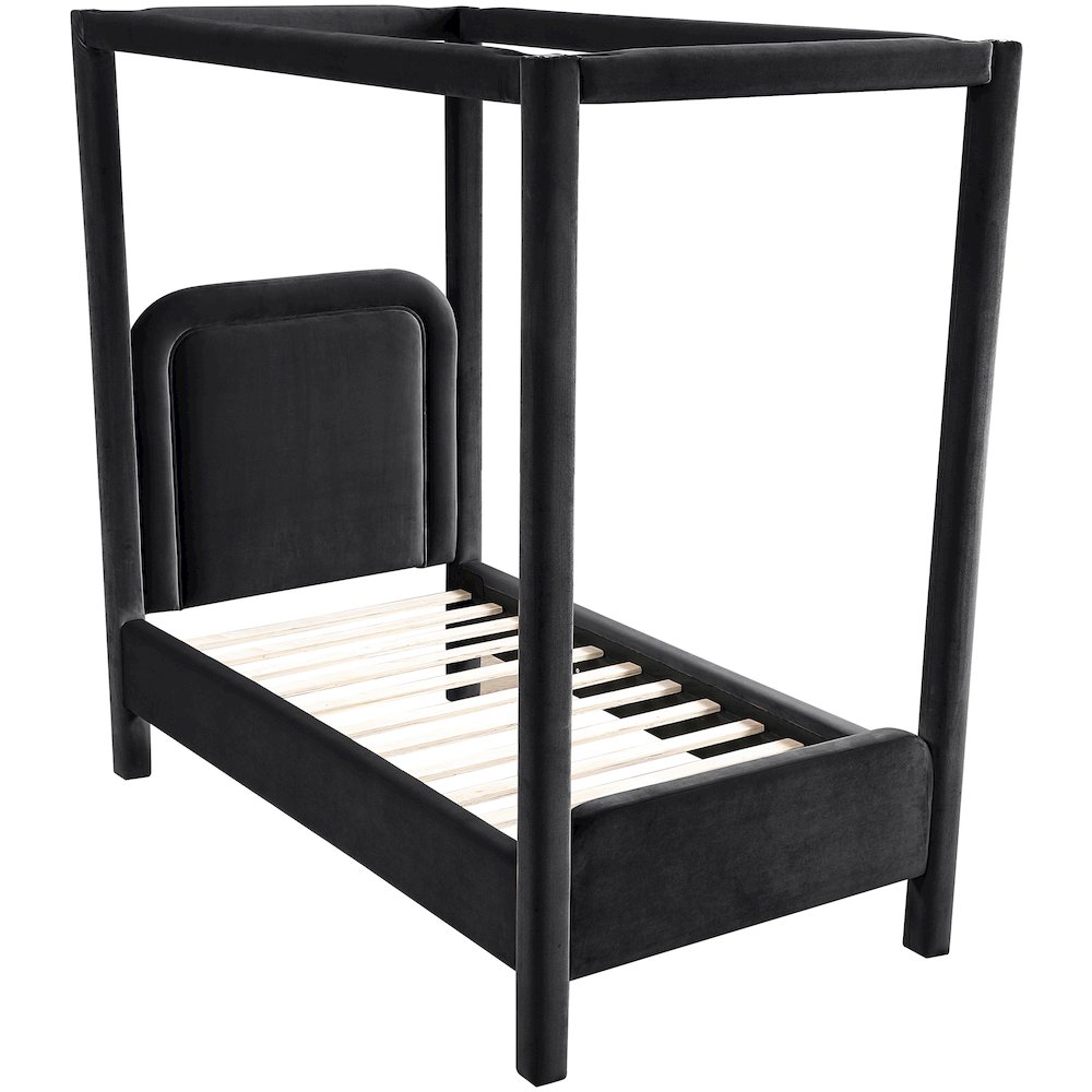 Salina Black Velvet Upholstered Twin Bed. Picture 4