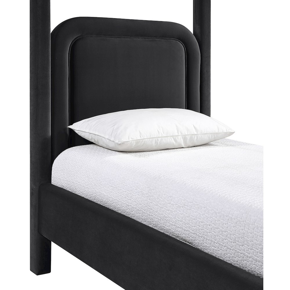 Salina Black Velvet Upholstered Twin Bed. Picture 5