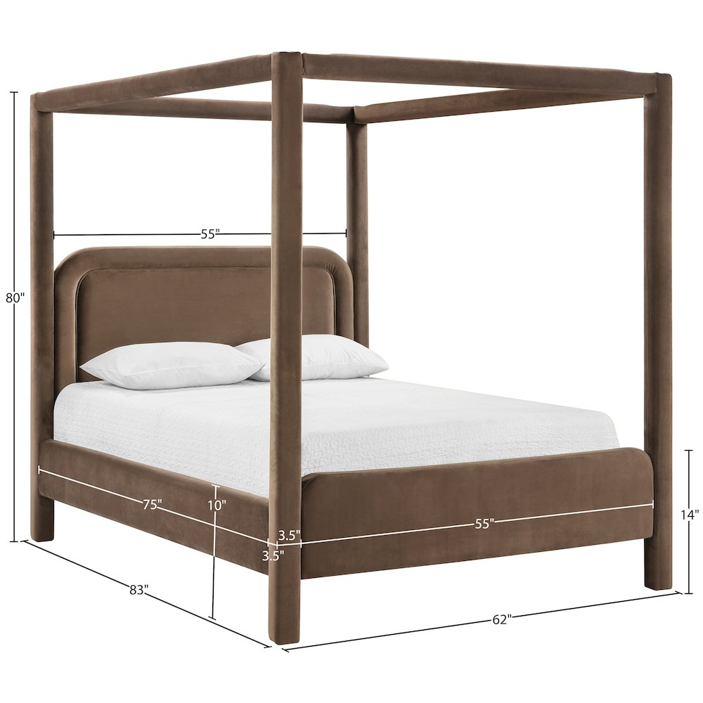 Salina Brown Velvet Upholstered Full Bed. Picture 10