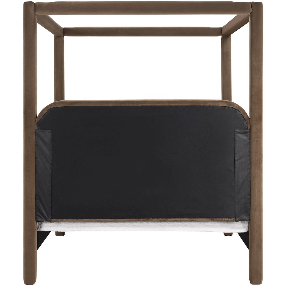Salina Brown Velvet Upholstered Full Bed. Picture 3