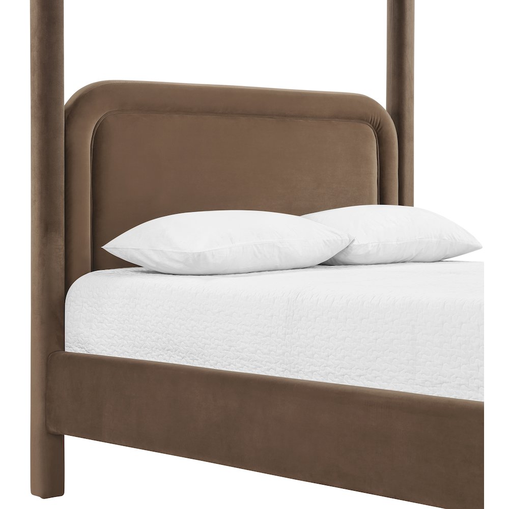 Salina Brown Velvet Upholstered Full Bed. Picture 5
