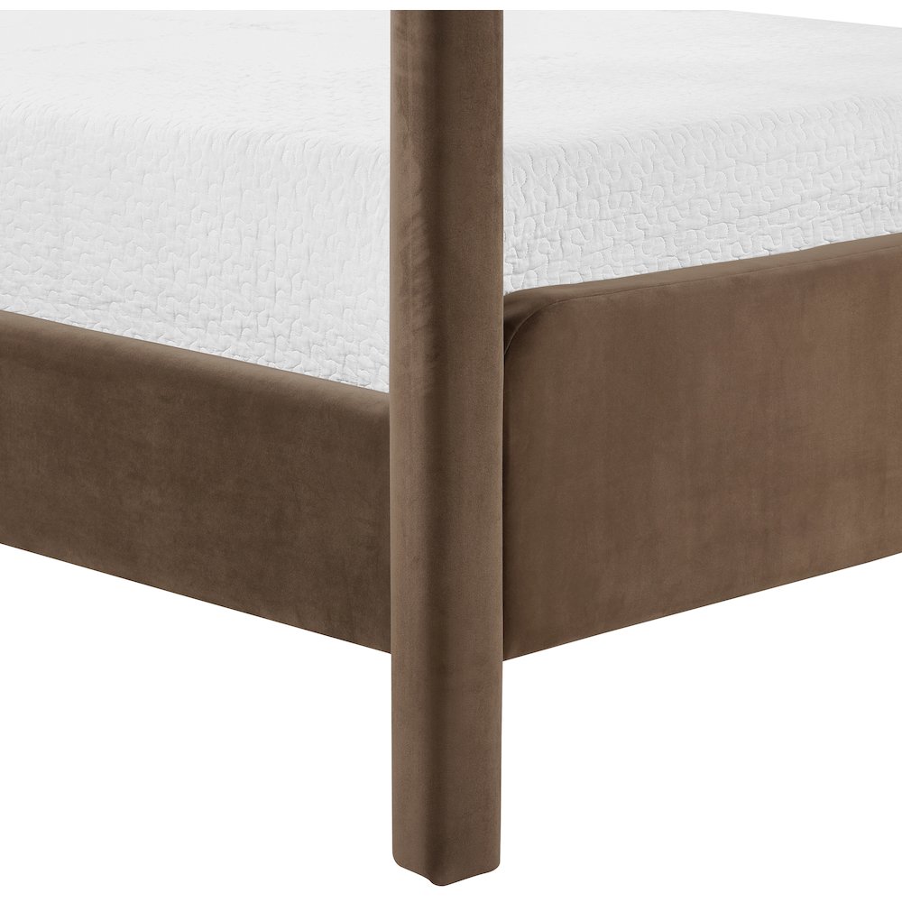 Salina Brown Velvet Upholstered Full Bed. Picture 6