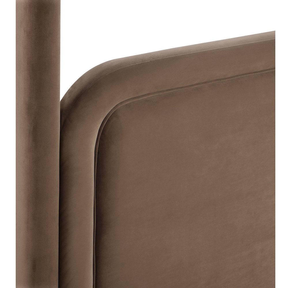 Salina Brown Velvet Upholstered King Bed. Picture 9