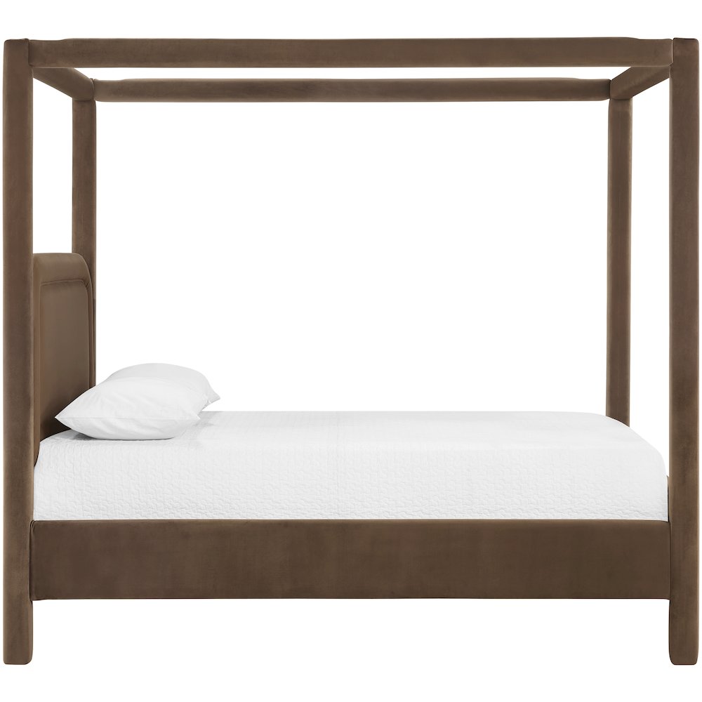 Salina Brown Velvet Upholstered Queen Bed. Picture 8