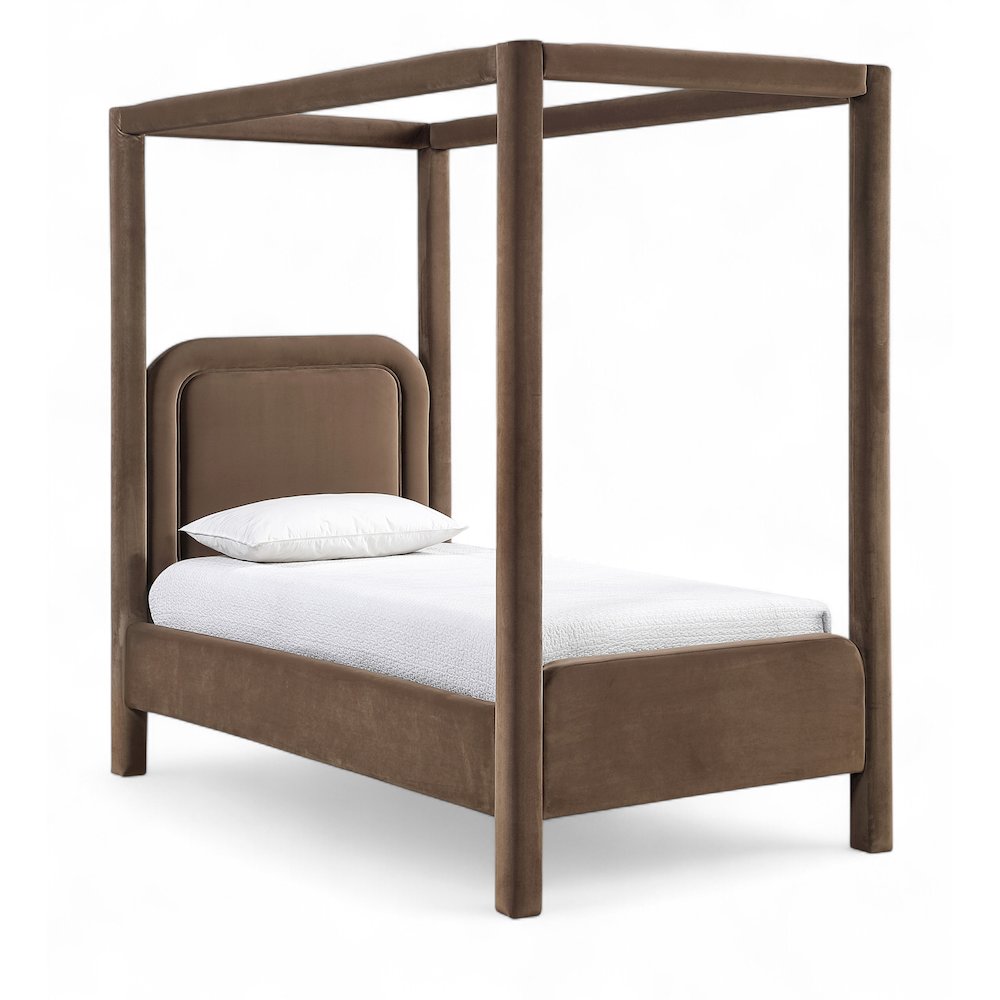 Salina Brown Velvet Upholstered Twin Bed. Picture 1