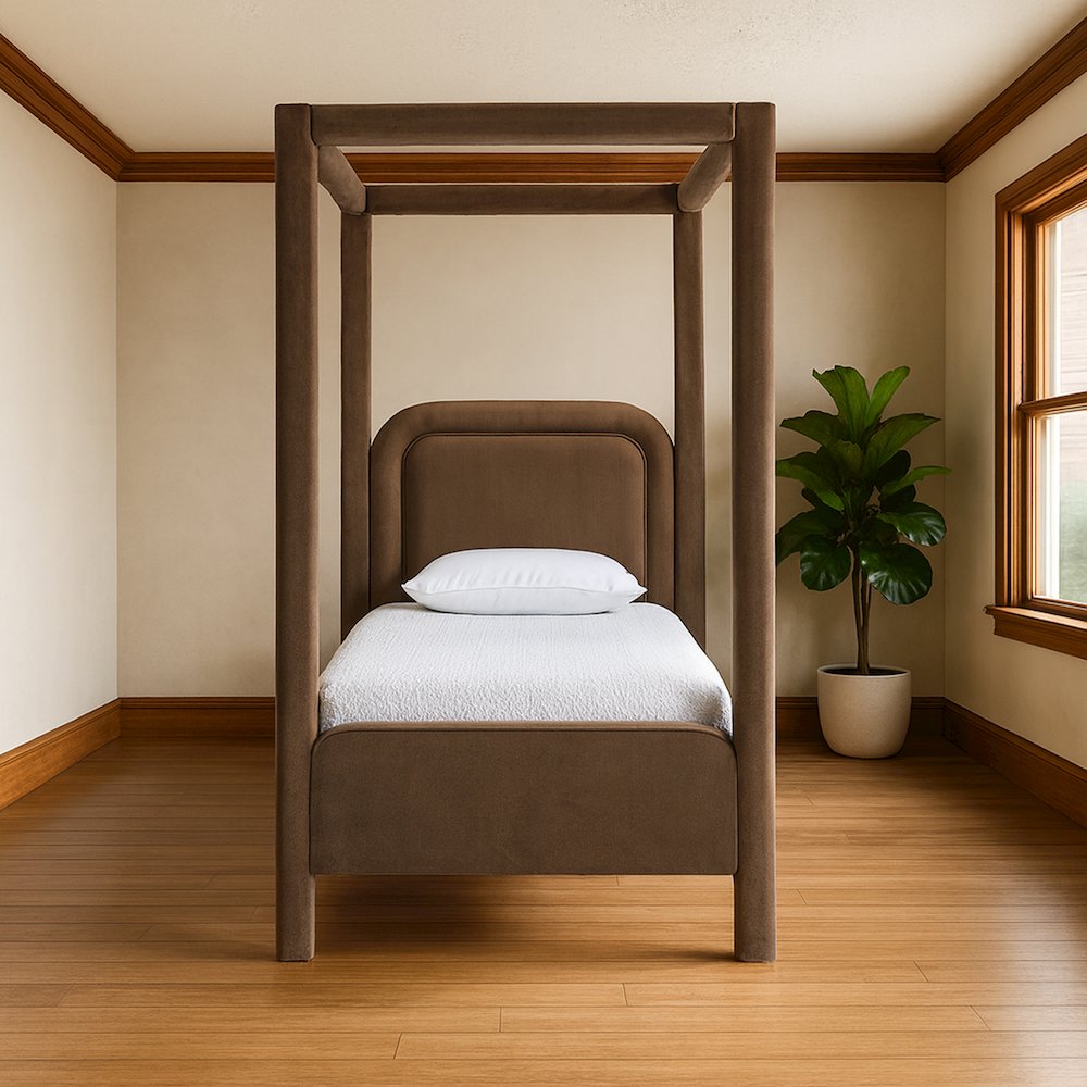 Salina Brown Velvet Upholstered Twin Bed. Picture 7