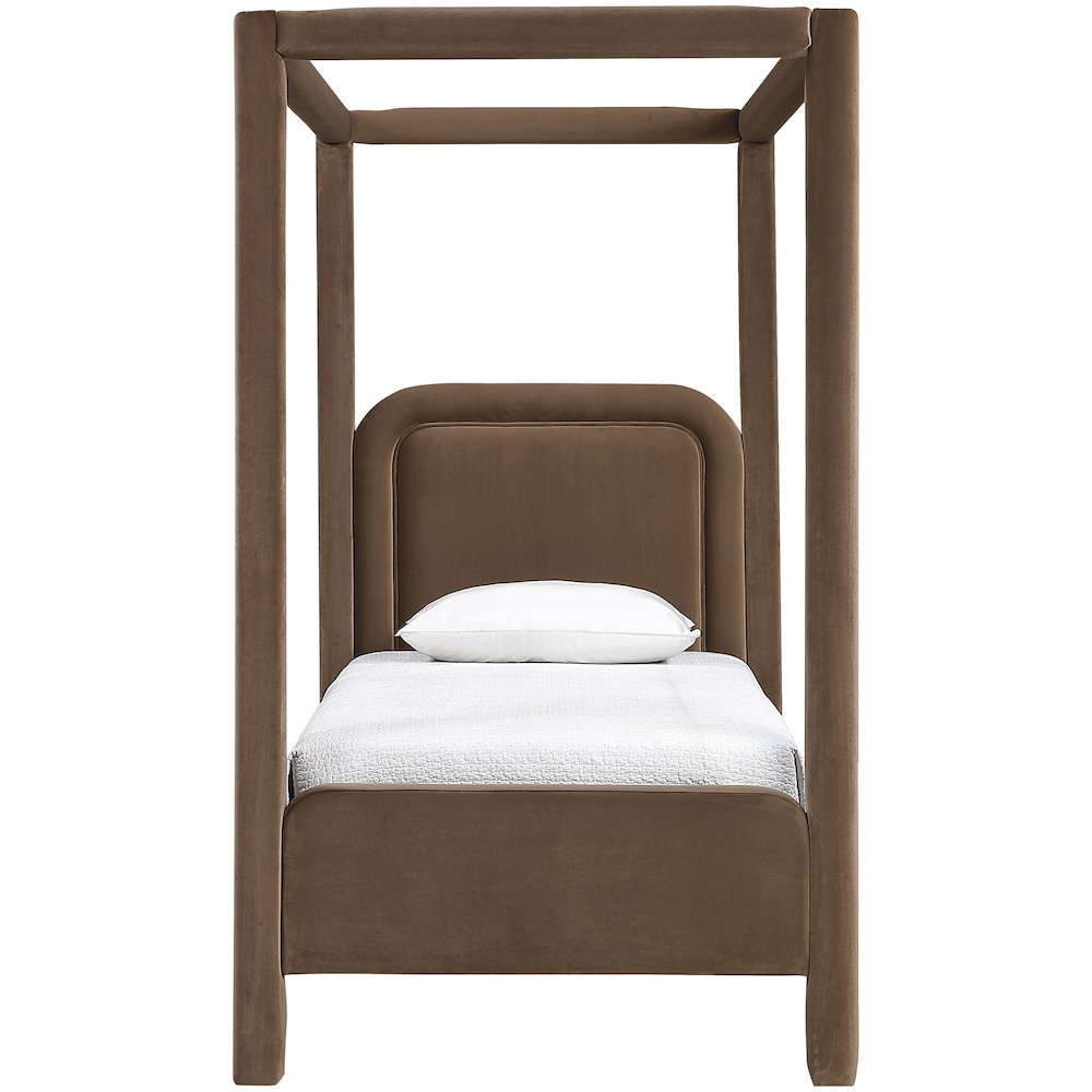 Salina Brown Velvet Upholstered Twin Bed. Picture 2
