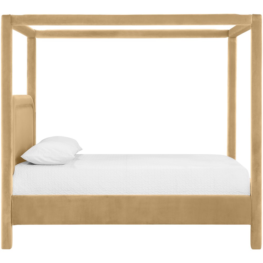 Salina Camel Velvet Upholstered King Bed. Picture 8