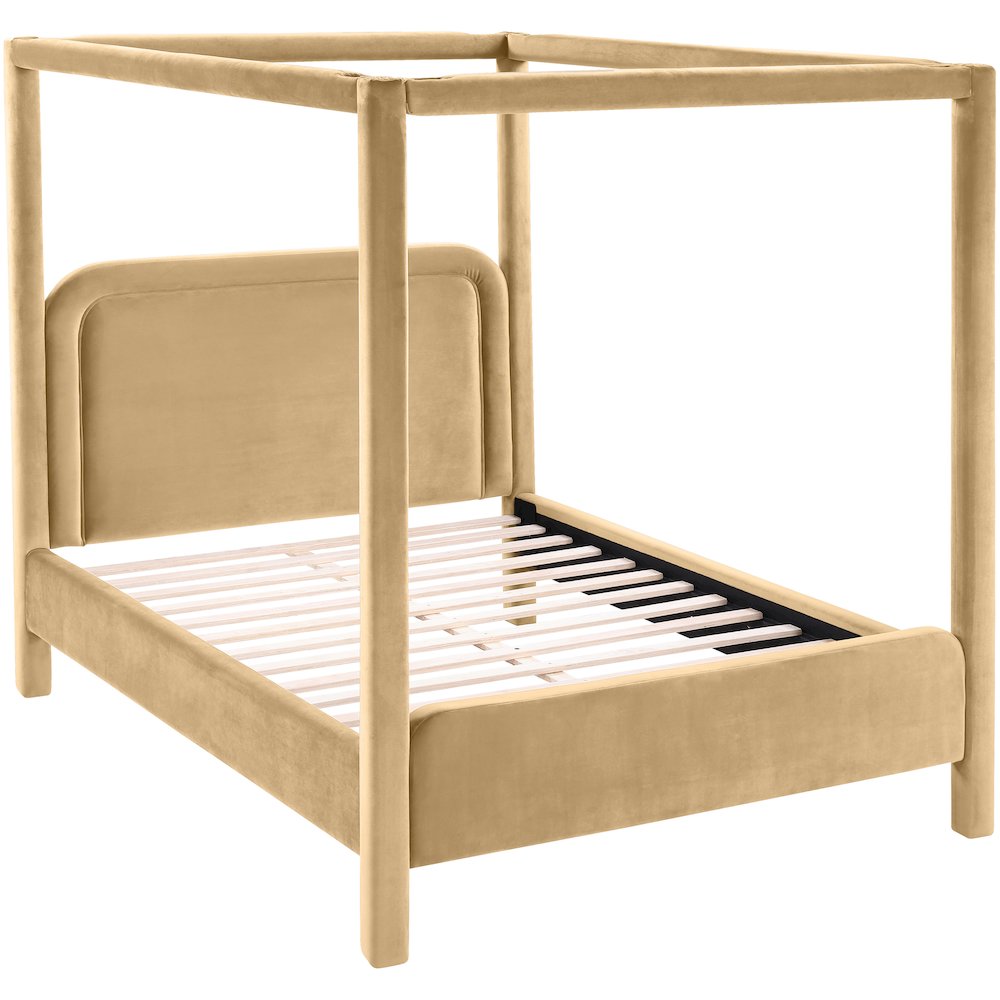 Salina Camel Velvet Upholstered King Bed. Picture 4
