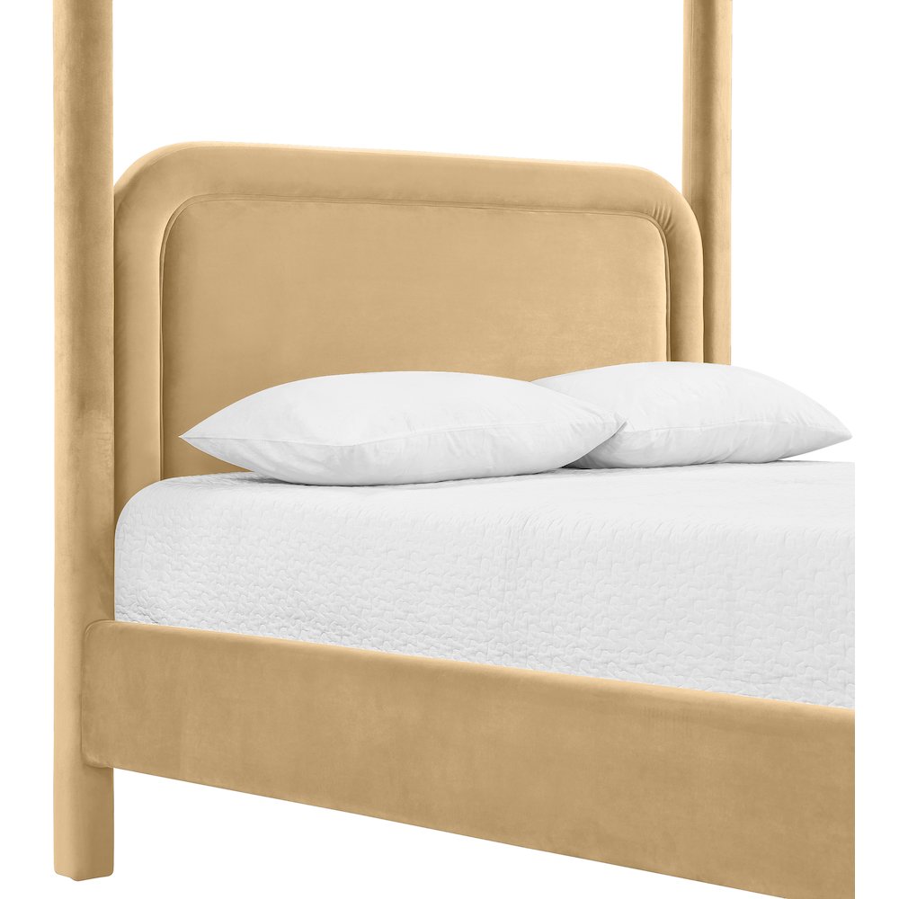 Salina Camel Velvet Upholstered Queen Bed. Picture 5