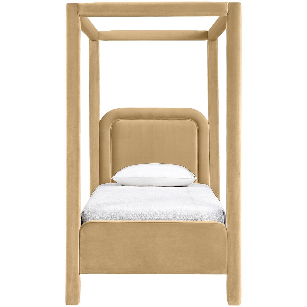 Salina Camel Velvet Upholstered Twin Bed. Picture 2