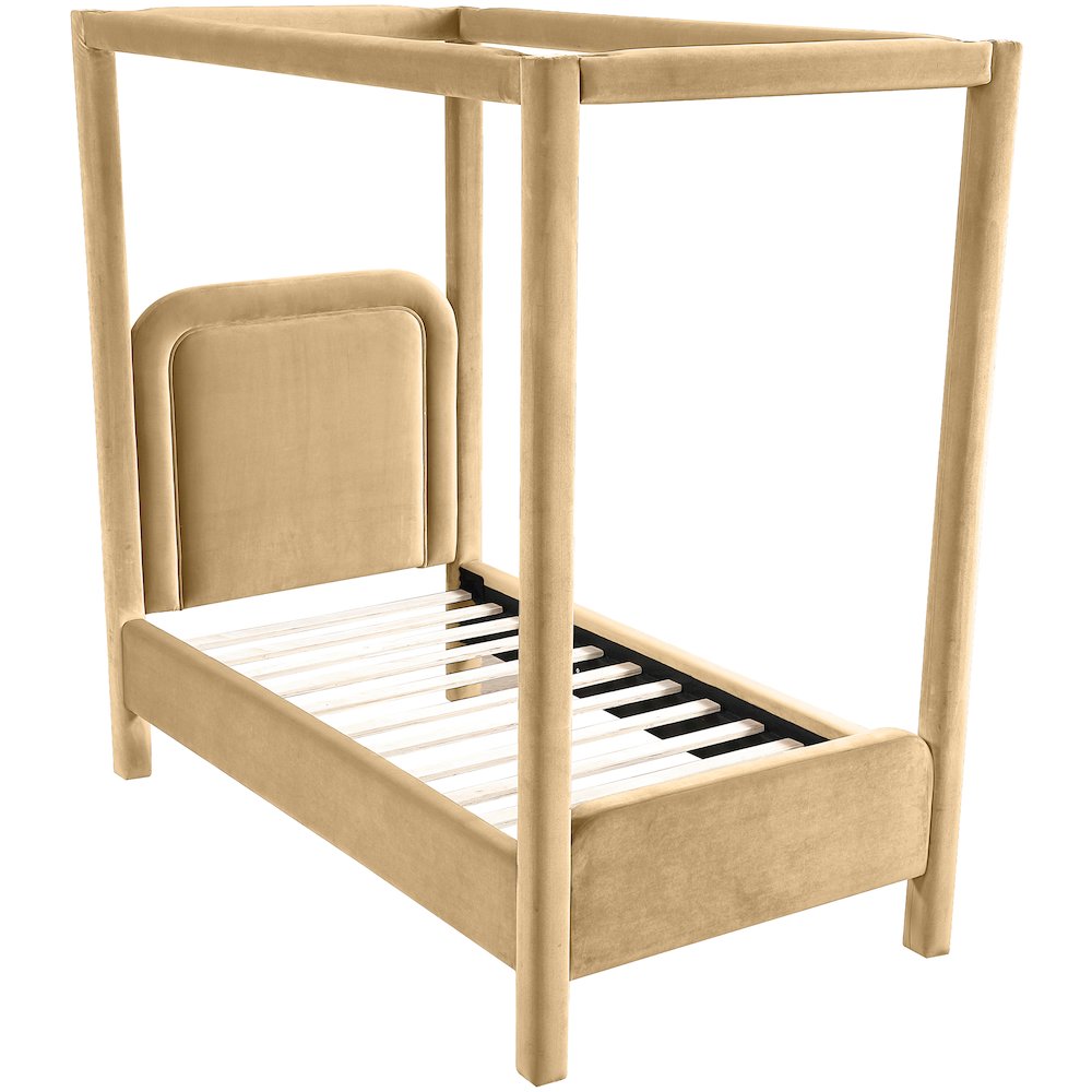 Salina Camel Velvet Upholstered Twin Bed. Picture 4