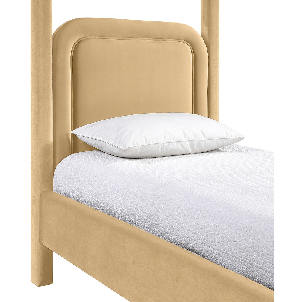 Salina Camel Velvet Upholstered Twin Bed. Picture 5