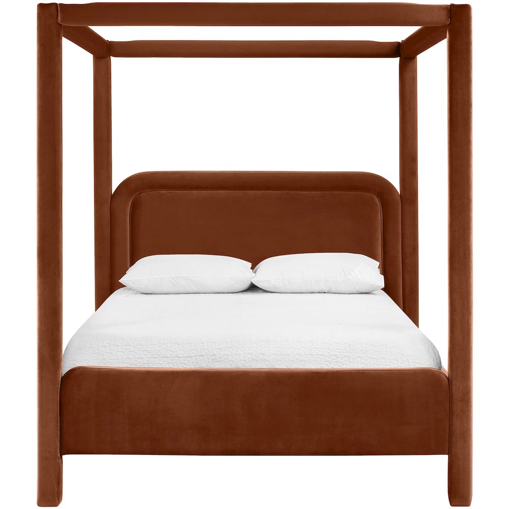 Salina Cognac Velvet Upholstered Full Bed. Picture 2