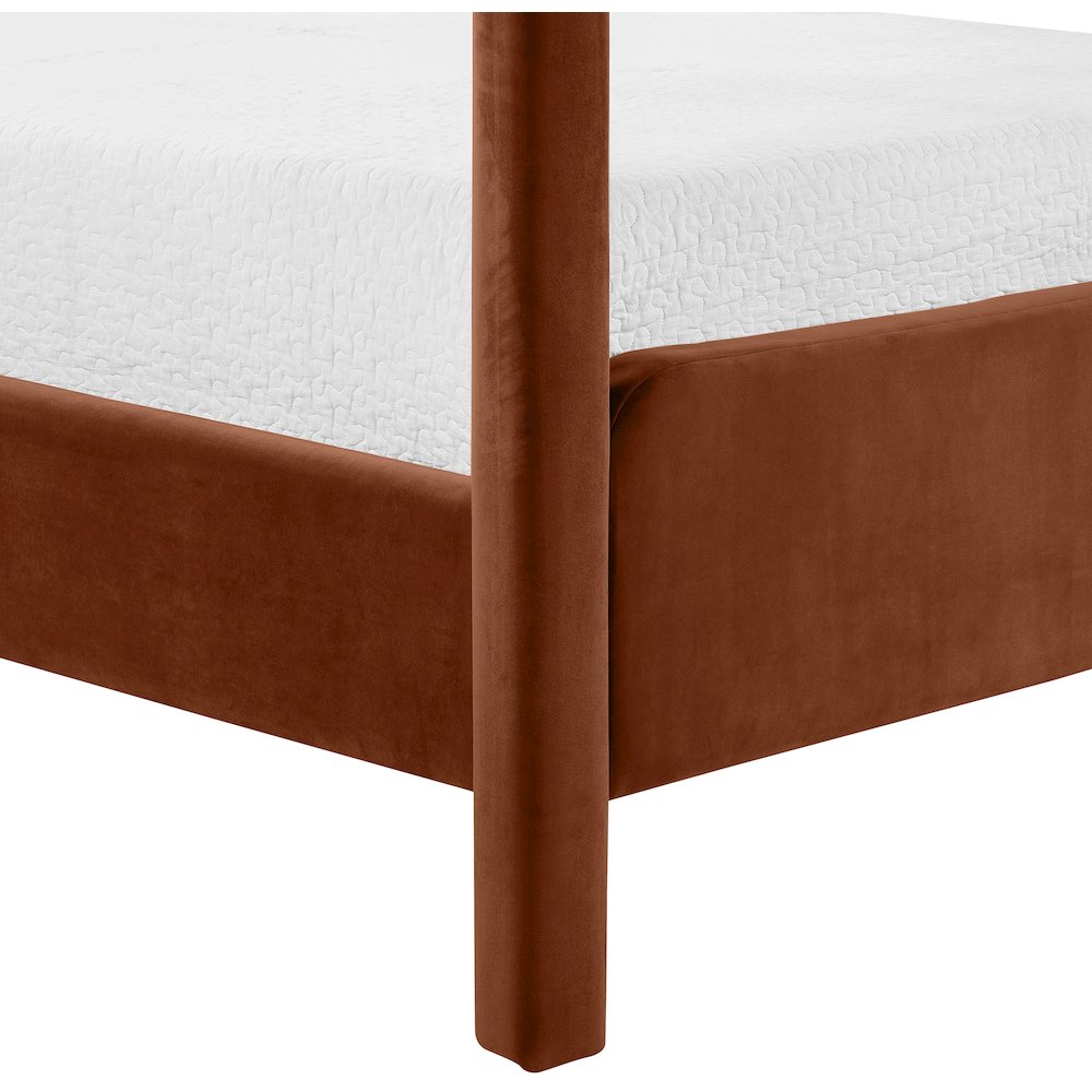 Salina Cognac Velvet Upholstered Full Bed. Picture 6