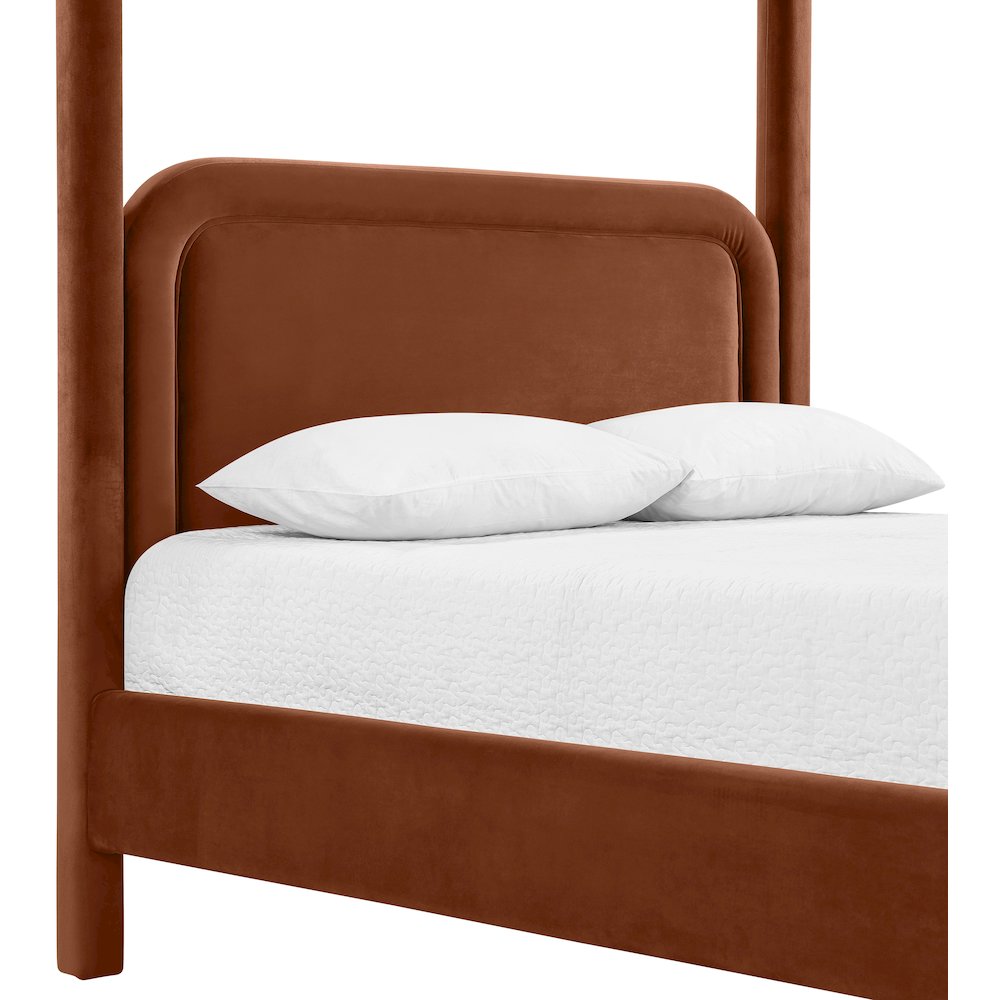 Salina Cognac Velvet Upholstered King Bed. Picture 5
