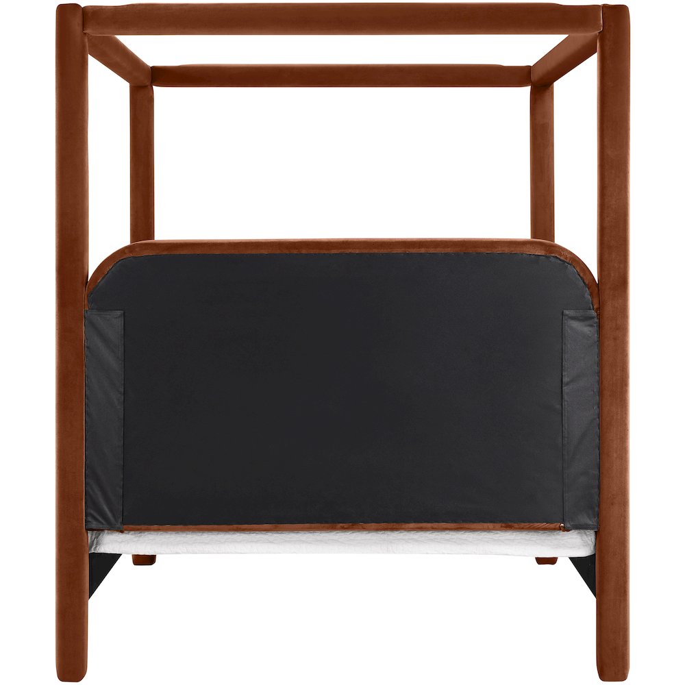 Salina Cognac Velvet Upholstered Queen Bed. Picture 3