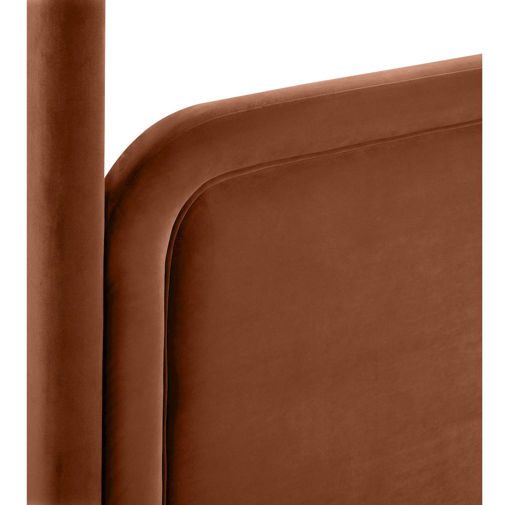 Salina Cognac Velvet Upholstered Queen Bed. Picture 9