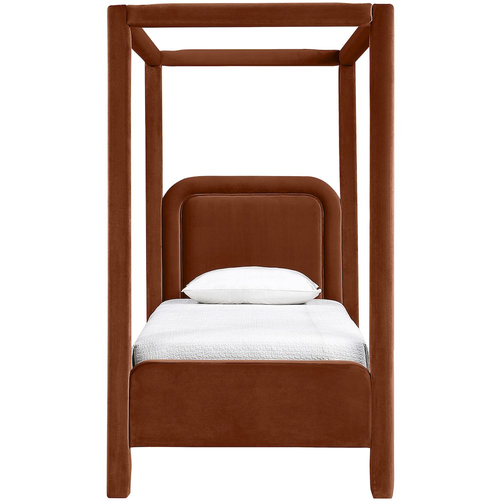 Salina Cognac Velvet Upholstered Twin Bed. Picture 2