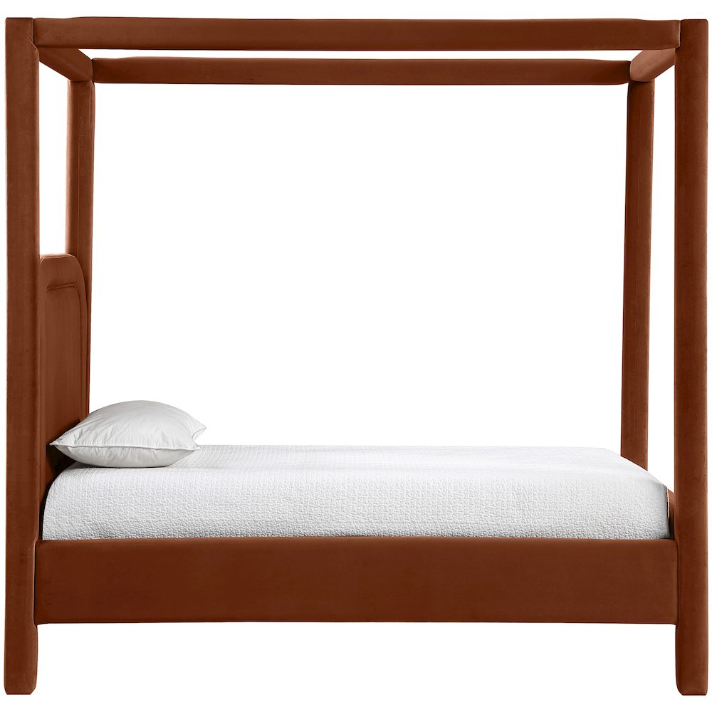 Salina Cognac Velvet Upholstered Twin Bed. Picture 8