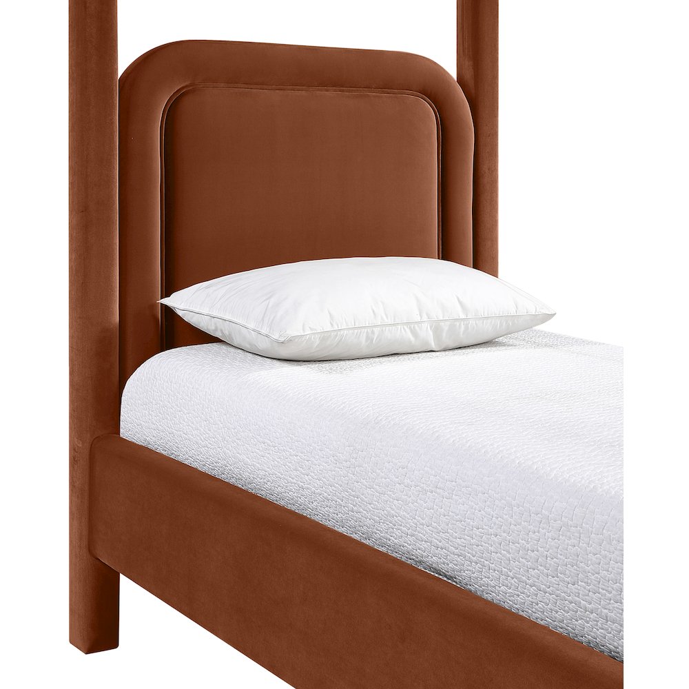Salina Cognac Velvet Upholstered Twin Bed. Picture 5