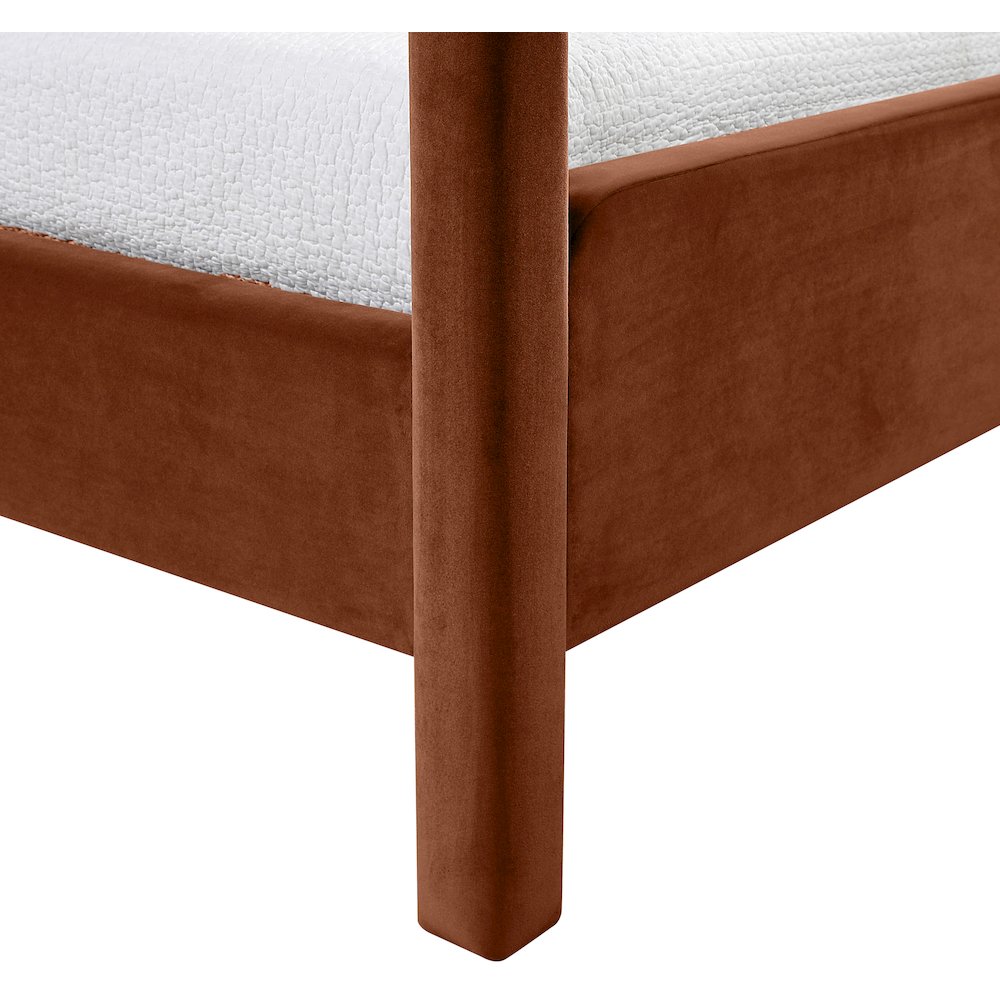 Salina Cognac Velvet Upholstered Twin Bed. Picture 6