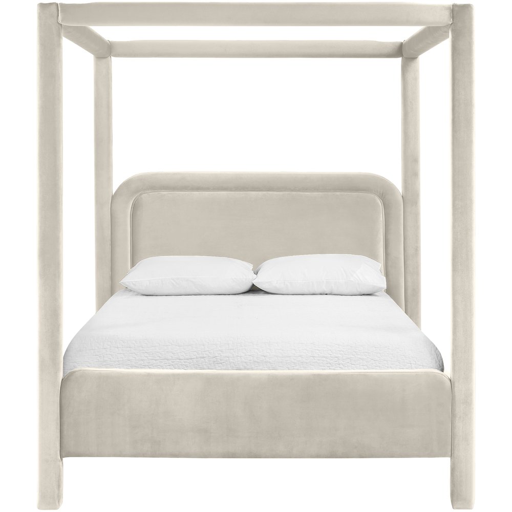 Salina Cream Velvet Upholstered Full Bed. Picture 2