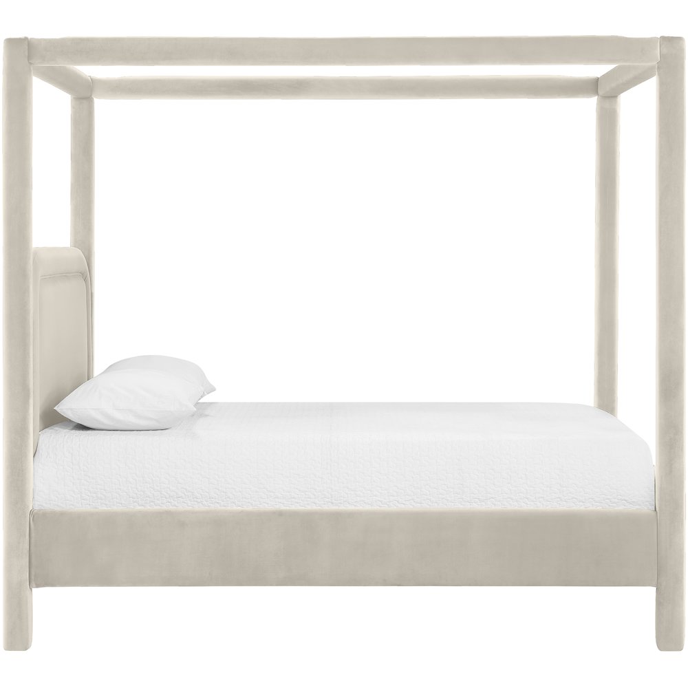 Salina Cream Velvet Upholstered Full Bed. Picture 8
